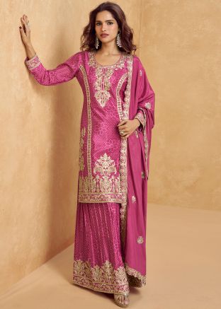 Readymade Pink Bandhej Print Palazzo Suit