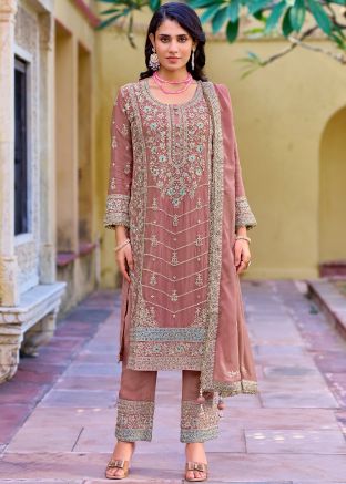 Pink Embroidered Salwar Suit Set