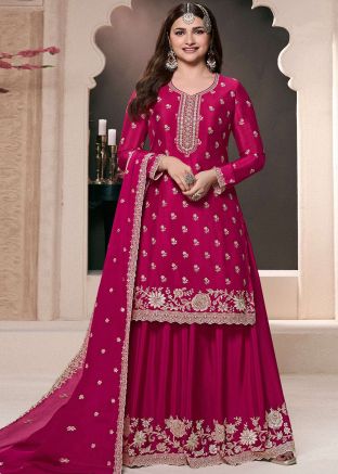 Prachi Desai Pink Embroidered Palazzo Suit Set
