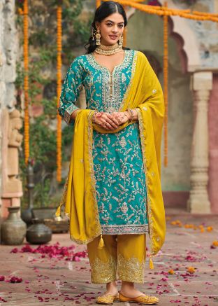 Blue Sequin Work Salwar Suit Set