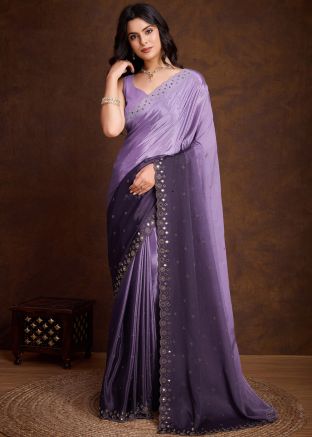 Shaded Purple Embellished Border Saree