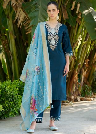 Blue Dori Embroidered Salwar Suit Set
