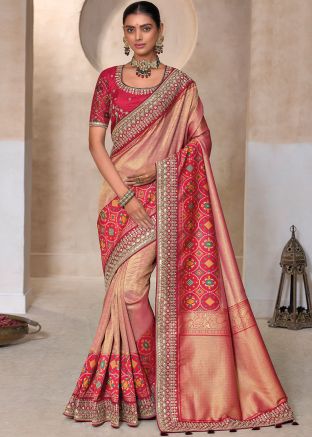 Pink Kanjivaram Silk Saree In  Zari Woven Work