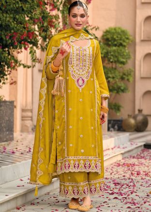Yellow Embroidered Salwar Suit Set