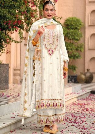 White Embroidered Salwar Suit Set
