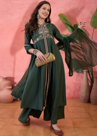 Green Embroidered Salwar Suit Set