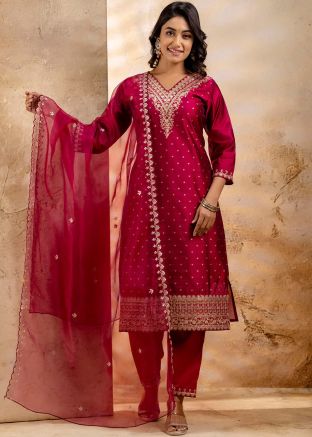 Pink Embroidered Salwar Suit Set