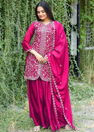 Pink Embroidered Salwar Suit Set