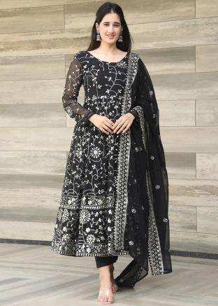 Black Embroidered Anarkali Salwar Suit Set