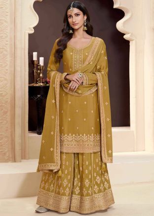 Yellow Embroidered Salwar Suit Set