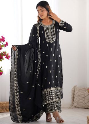 Black Embroidered Salwar Suit Set