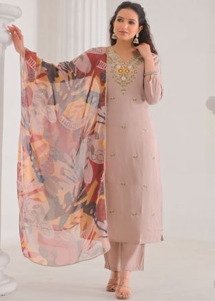 Mauve Pink Embroidered Salwar Suit Set