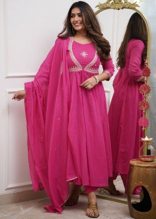 Readymade Pink Embroidered Anarkali Suit