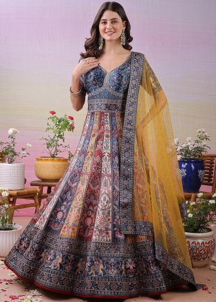 Multicolor Printed Anarkali Salwar Suit Set