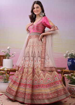 Pink Printed Anarkali Salwar Suit Set