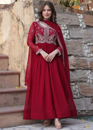 Pink Embroidered Salwar Suit Set