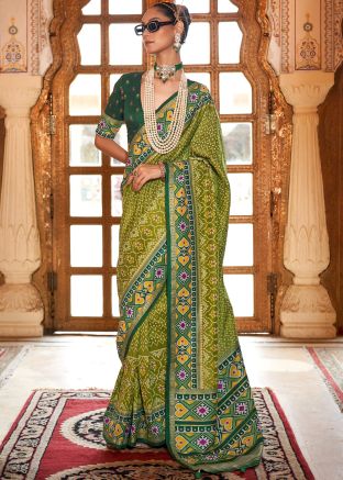 Green Printed Saree In Art Silk Saree