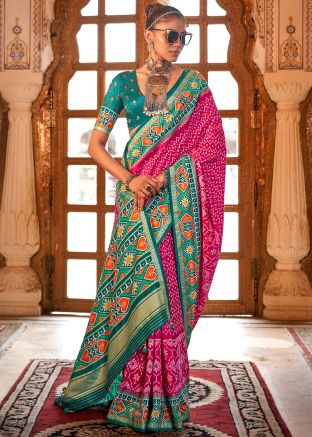 Pink Printed Saree In Art Silk Saree