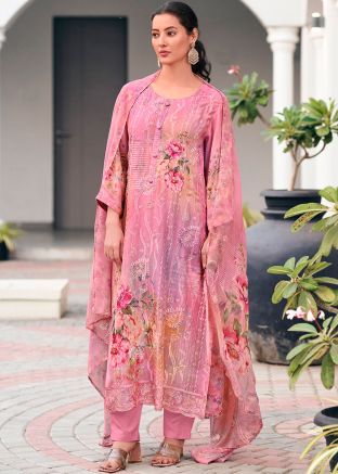 Pink Embroidered Salwar Suit Set