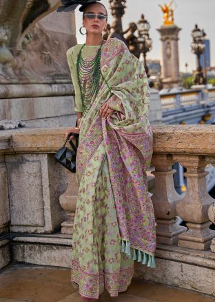 Light Green Woven Organza Saree