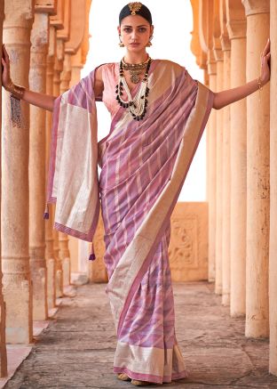 Purple Zari Woven Saree In Viscose