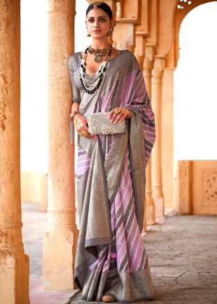 Purple Zari Woven Saree In Viscose