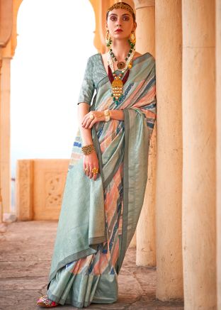 Multicolor Zari Woven Saree In Viscose