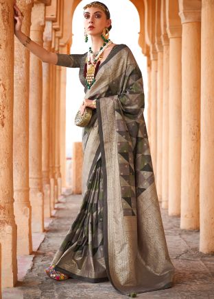 Multicolor Zari Woven Saree In Viscose