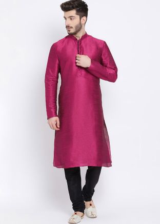 Pink Dupion Silk Readymade Kurta Pajama