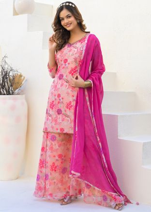 Pink Embroidered Salwar Suit Set