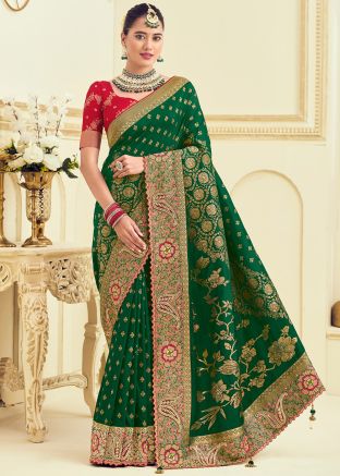 Green Silk Saree Zari Woven Work