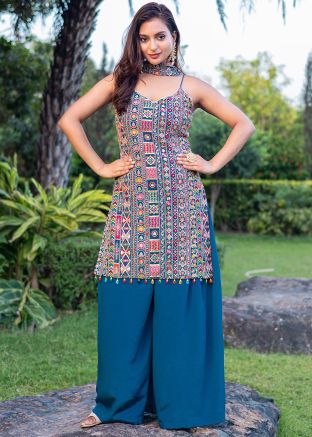 Blue Embroidered Salwar Suit Set