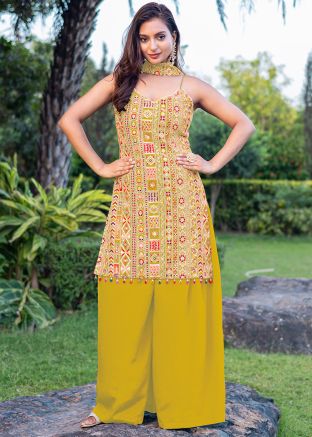 Yellow Embroidered Salwar Suit Set