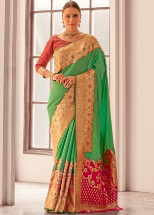 Green Zari Woven Silk Saree