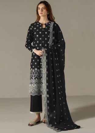 Black Thread Work Georgette Pant Suit Set