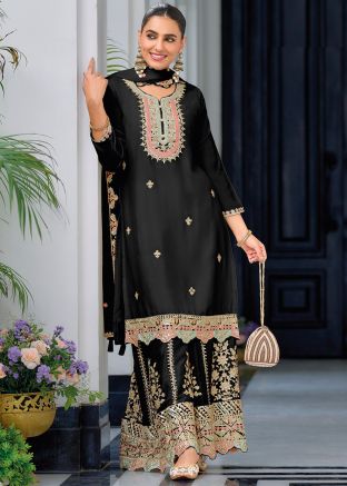 Black Embroidered Salwar Suit Set