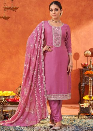 Readymade Pink Embroidered Pant Suit Set