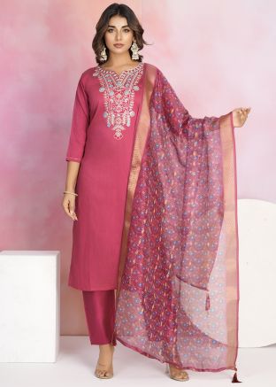 Pink Embroidered Salwar Suit Set