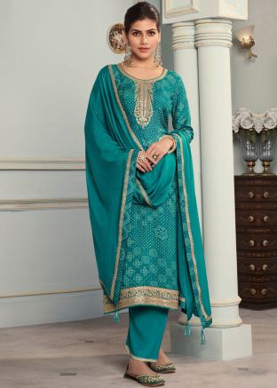 Blue Bandhej Print Salwar Suit Set