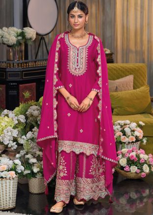 Pink Embroidered Salwar Suit Set