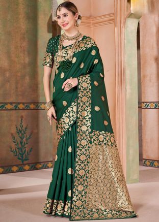 Green Zari Woven Saree In Silk