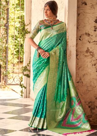 Green Zari Woven Work Art Silk Saree