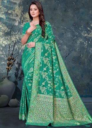 Green Zari Woven Art Silk Saree