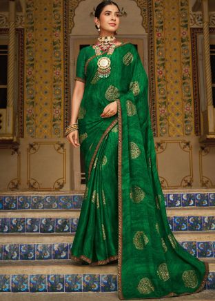 Yellow Zari Work Saree In Georgette