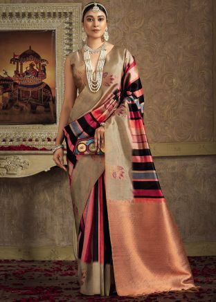 Multicolor Printed Silk Saree