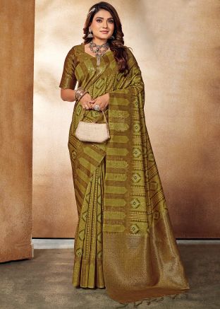 Green Zari Woven Saree In Silk