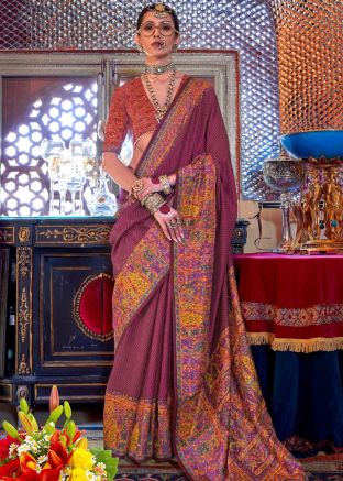 Maroon Printed Art Silk Saree
