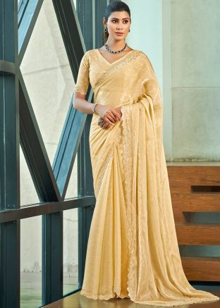 Yelllow Saree With Embellished Border