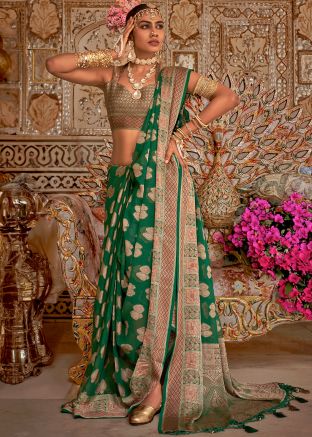 Green Georgette Saree With Blouse