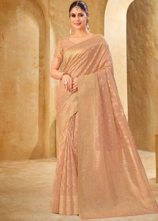 Pink Zari Woven Saree In Silk
